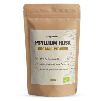 Complemento | Polvo de fibra de psyllium 300 gramos | Cáscara de psyllium orgánica | Envío gratis | De la máxima calidad