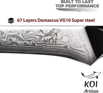 Couteau à désosser à fileter KOI ARTISAN - 6 pouces Damas VG10 Super Steel - Manche G10 de qualité militaire 4