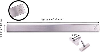 Porte-couteau magnétique Koi Artisan pour mur 40 cm (16") - Support/barre à couteaux horizontal à montage mural 3