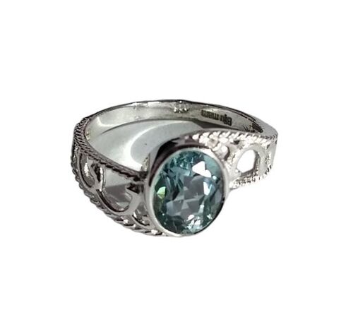 Natural Blue Topaz Gemstone 925 Silver Handmade Ring