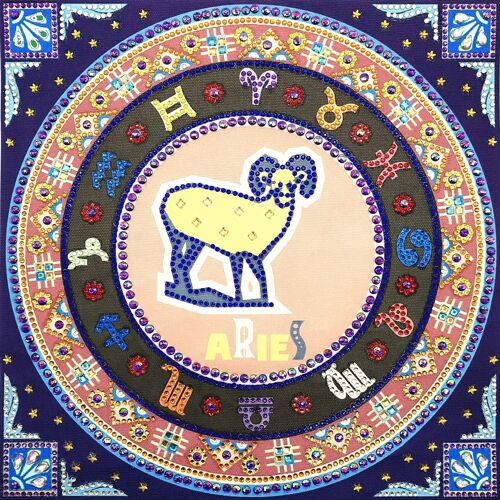 Diamond Painting "Zodiac Aries", 35x35 cm, Special Drills