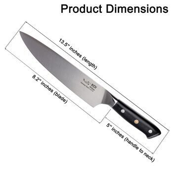 Couteaux de chef professionnels KOI ARTISAN - Couteaux allemands de 8 pouces à haute teneur en carbone EN1. 4116 Acier Inoxydable 2