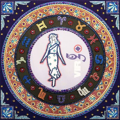 Pittura diamante Zodiaco Vergine, 35x35 cm, frese speciali