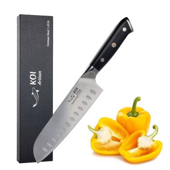 Couteau Santoku KOI ARTISAN Chefs – Couteaux allemands Damas de 7 pouces EN1. 4116 Acier Inoxydable 1