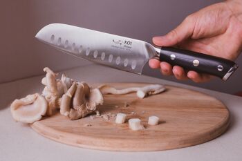 Couteau Santoku KOI ARTISAN Chefs – Couteaux allemands Damas de 7 pouces EN1. 4116 Acier Inoxydable 5