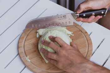 Couteau Santoku KOI ARTISAN Chefs – Couteaux allemands Damas de 7 pouces EN1. 4116 Acier Inoxydable 6