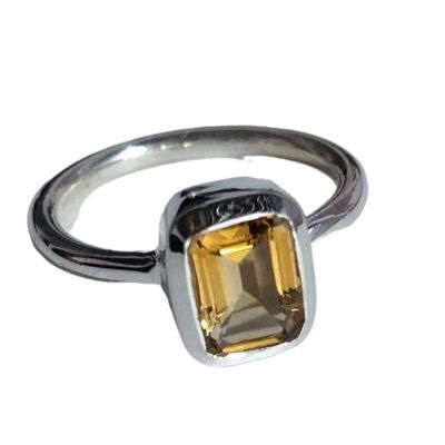 Anillo de hombre hecho a mano de plata 925 con piedras preciosas naturales de citrino