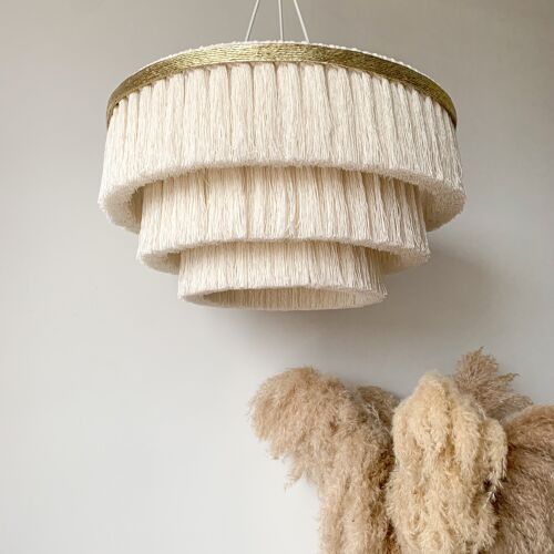Cotton Fringe With Golden Twine Band Chandelier