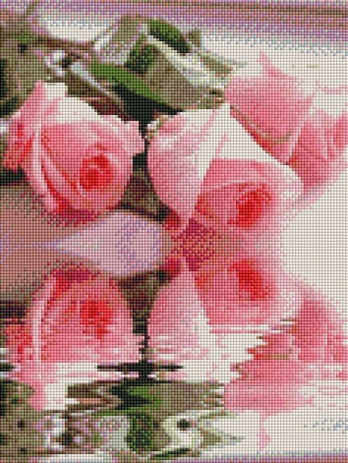 Diamond Painting Pink Roses, 30x40 cm, Square Drills