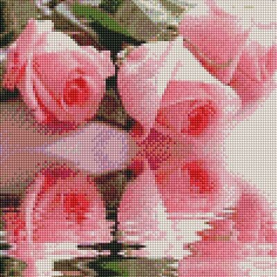 Diamond Painting Rose rosa, 30x40 cm, punte quadrate