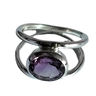 Anello unisex fatto a mano in argento 925 con ametista viola naturale