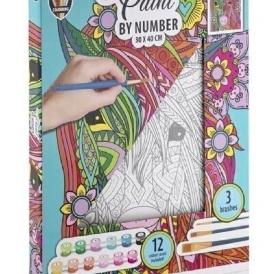 Dipingi con i numeri un unicorno colorato - 30Х40 СМ