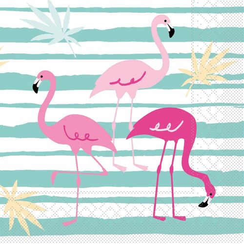 Einweg Serviette Flamingo aus Tissue 33 x 33 cm, 20 Stück