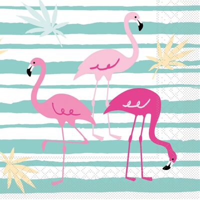 Einweg Serviette Flamingo aus Tissue 33 x 33 cm, 20 Stück