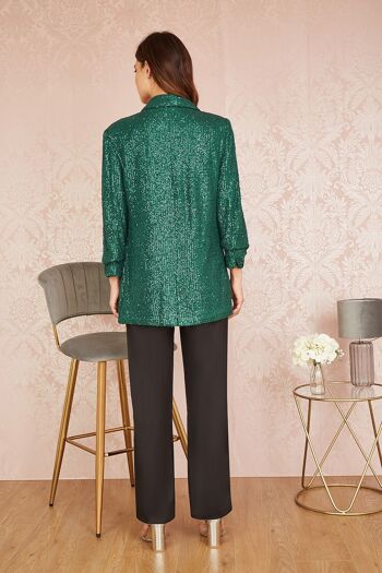 Yumi Blazer à sequins vert vif avec poches 20