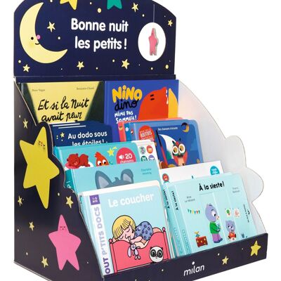 POS da banco in cartone consegnato con 18 libri - tema: Sonno