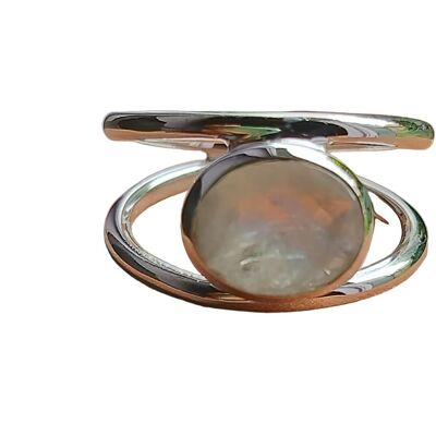 Natürlicher Regenbogenmondstein 925 Silber handgefertigter zierlicher Ring.