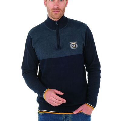 Maglione bimateriale con colletto a zip BRAWL
