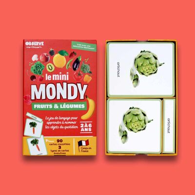 Mini-Mondy, multi-game box (vocabulary cards) - From 2 years old - Fruits & Vegetables