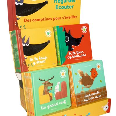 POS da banco in cartone consegnato con 16 libri della collezione “Touch Nursery Rhymes”.