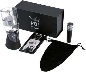 Coffret Aérateur à Vin - Verseur à Vin Rouge et Bouchon à Vin - Filtre Anti-Sédiments KOI ARTISAN 7