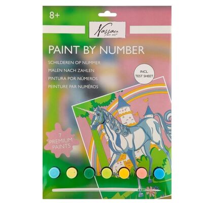 Paint by numbers “A unicorn in a palace” - A4 size