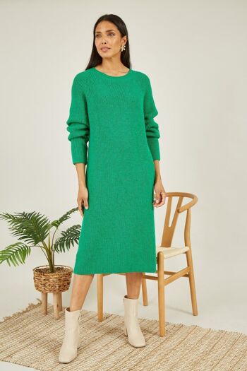 Robe midi en maille verte Yumi 1