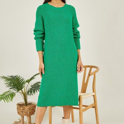 Vestido midi de punto verde Yumi