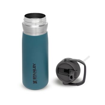 Bouteille d'eau avec paille rabattable Stanley | 0.65L - Bouteille d'eau Isotherme en Inox avec Paille Fitness - Gourde Inox avec Poignée - Thermos 10