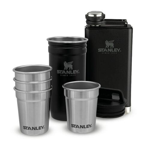 Stanley Pre-Party Set - Flasque + Verres à shot + étui de transport en Acier Inoxydable Camping Trek Alpinisme - Coffret cadeau