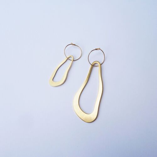 Pool Earrings Two- gold statement drop mismatched earrings