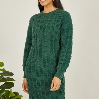 Robe tunique en tricot torsadé vert Yumi