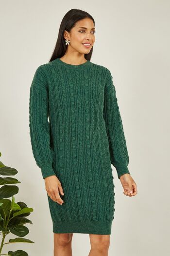 Robe tunique en tricot torsadé vert Yumi 4