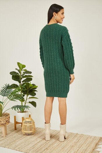 Robe tunique en tricot torsadé vert Yumi 5