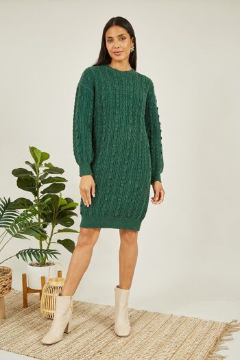 Robe tunique en tricot torsadé vert Yumi 7