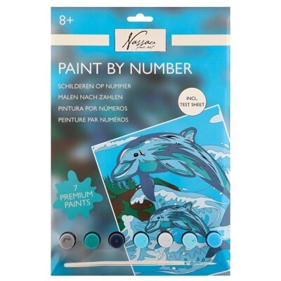 Pintar por números “Delfines” - tamaño A4