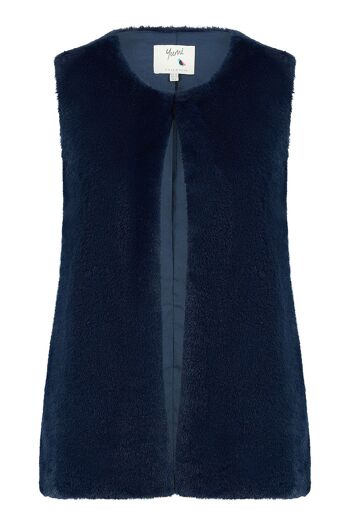 Gilet Yumi en fausse fourrure bleu marine 9