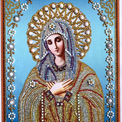 Pittura Diamante "La Vergine in Oro", 24x34 cm, Fori Speciali