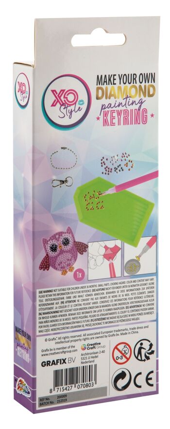 Porte-clés diamant Hibou,DiamantArt,Forets ronds 2