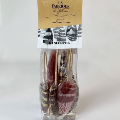 Artisanal “tradition” cola and strawberry lollipops – bag of 10 lollipops – 150g – La Fabrique de Julien