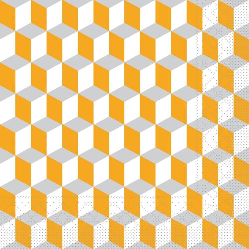 Einweg Serviette Chicago in Orange-Grau aus Tissue 33 x 33 cm, 20 Stück