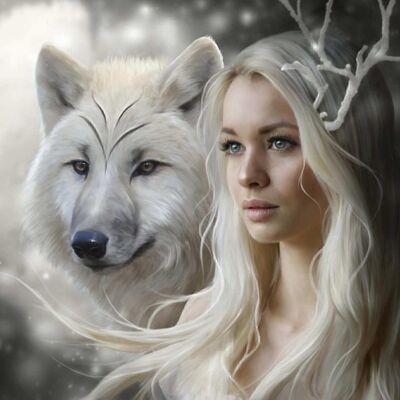 Diamond Painting The wolf and the girl, 50x50 cm, Square Drills