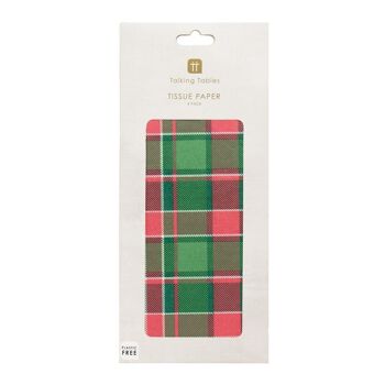 Papier de soie de Noël rouge tartan - paquet de 4 2