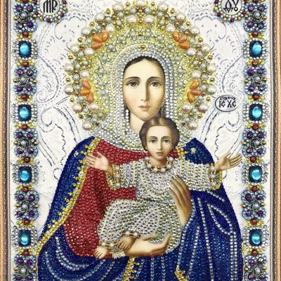 Pittura Diamante "Vergine Maria e Gesù", 24x34 cm, Fori Speciali