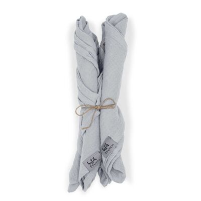 “Anne-Marie” muslin napkins • Light Gray • Set of 4