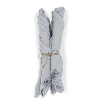 Serviettes en mousseline « Anne-Marie » • Gris clair • Lot de 4 1