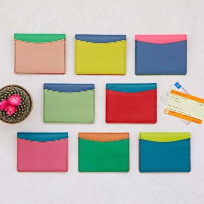 Multi-coloured Recycled Leather Card Holder