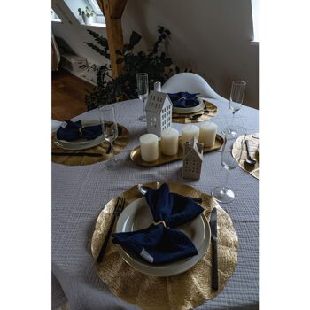 Serviettes en mousseline « Anne-Marie » • Bleu nuit • Lot de 4 6