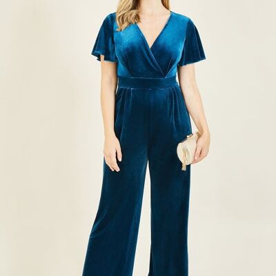 Yumi Teal Jumpsuit With Angel Sleeves
