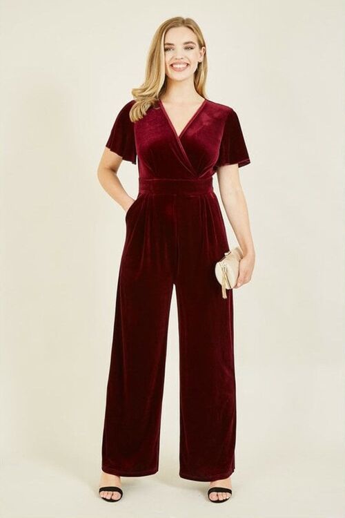 Yumi Plum Jumpsuit With Angel Sleeves